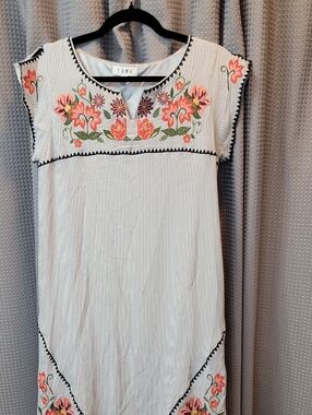 THML Floral Embroidered Striped Dress Size M